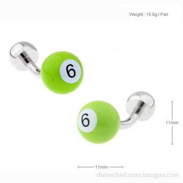 Luxury Ball Shape Cufflinks Printed Green Paint, Wholesale Gift Cufflinks